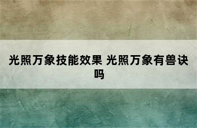 光照万象技能效果 光照万象有兽诀吗